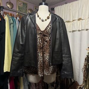 Petite Sophisticate Black Leather Jacket